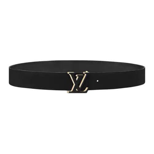 LOUIS VUITTON Optic Cow Leather Belts Men's Black Width 4cm