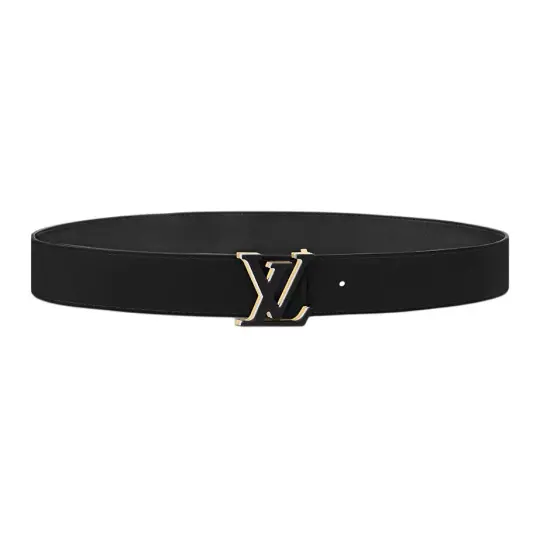 LOUIS VUITTON Optic Cow Leather Belts Men's Black Width 4cm