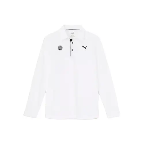 PUMA Golf Polo Shirts Men's White Polo Collar Moderate Straight Fit