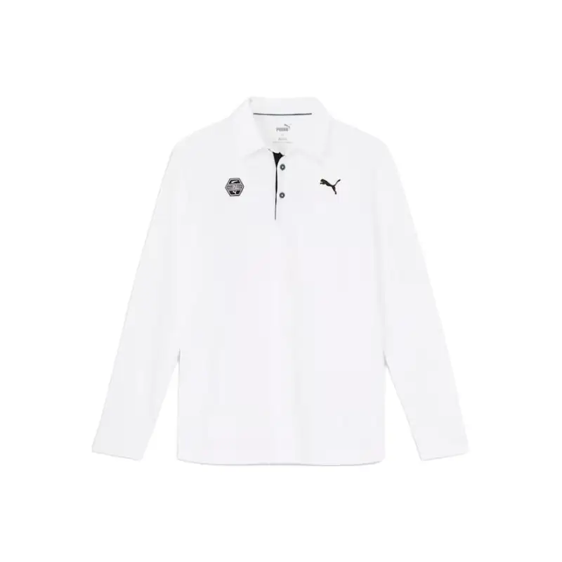 PUMA Golf Polo Shirts Men's White Polo Collar Moderate Straight Fit