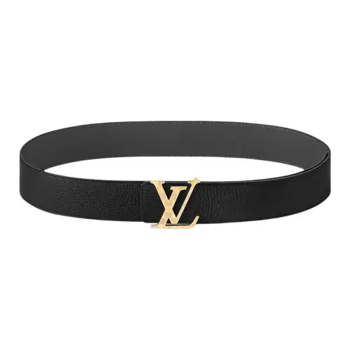 LOUIS VUITTON Damier Cow Leather Metal Leather Belts Men's Gray/Black Width 4cm