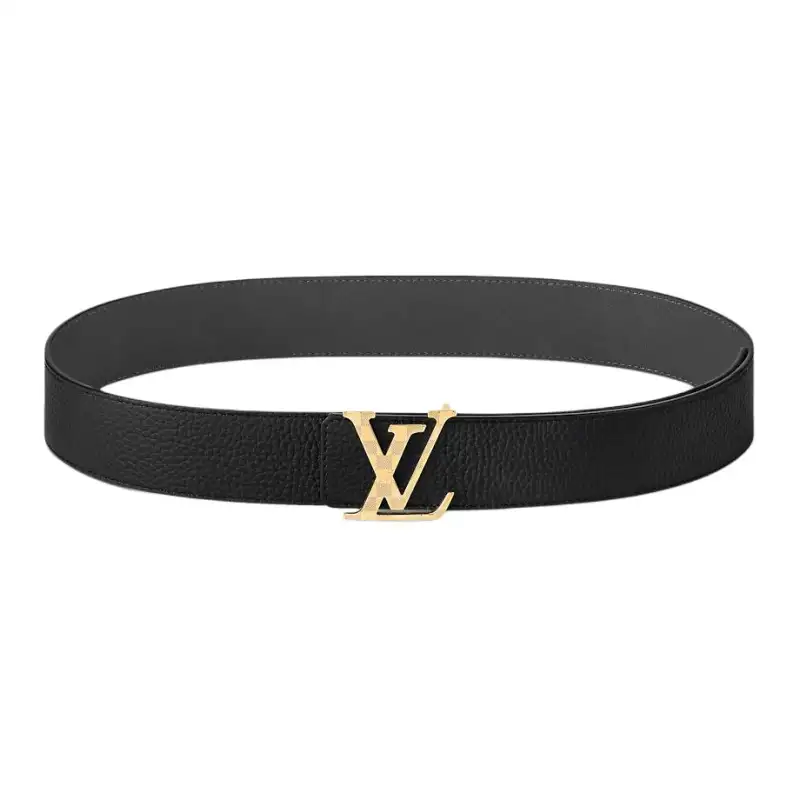 LOUIS VUITTON Damier Cow Leather Metal Leather Belts Men's Gray/Black Width 4cm