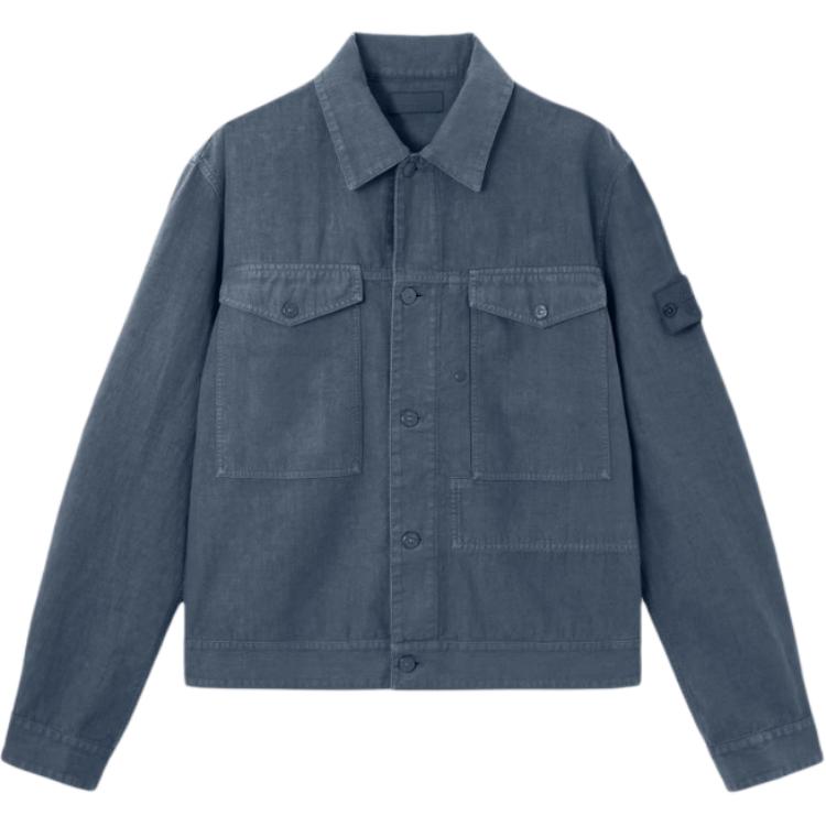 Мужская куртка STONE STONE ISLAND SS26 BONDED LINEN-TC_S.I. GHOST (зеленая)