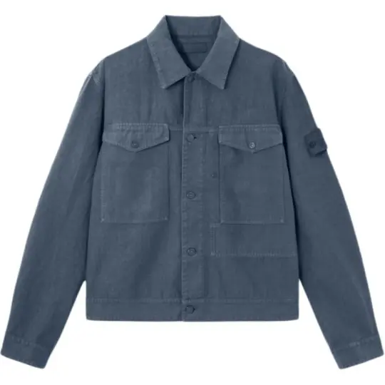 STONE ISLAND SS26 BONDED LINEN-TC_S.I. Однобортный мужской пиджак с длинными рукавами и лацканами GHOST