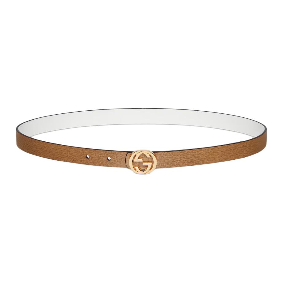 Женский ремень Gucci Interlocking G (бело-бежевый)