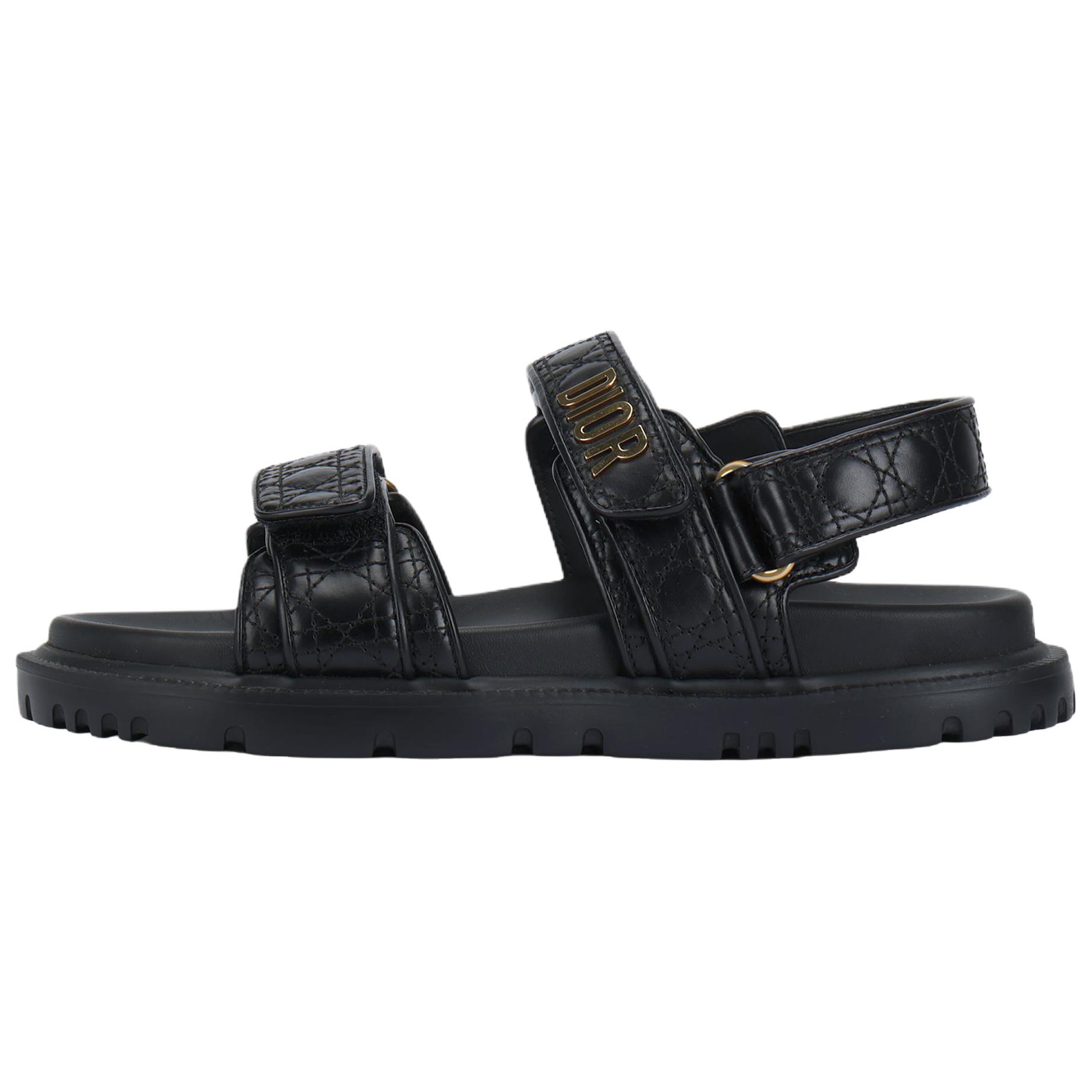 DIOR DiorAct Cow Leather Beach Sandals Women's Black