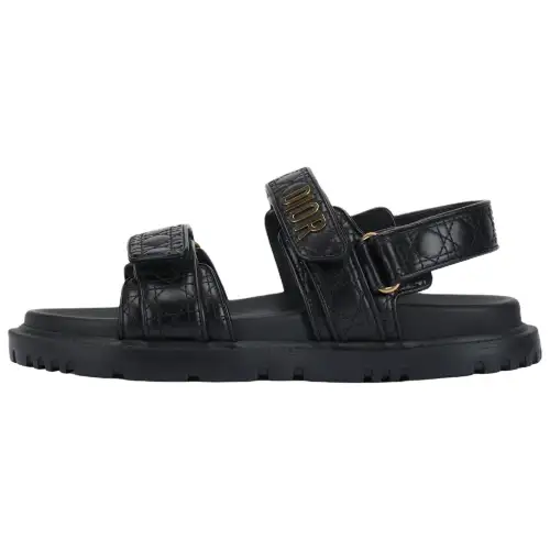 DIOR DiorAct Cow Leather Beach Sandals Women's Black