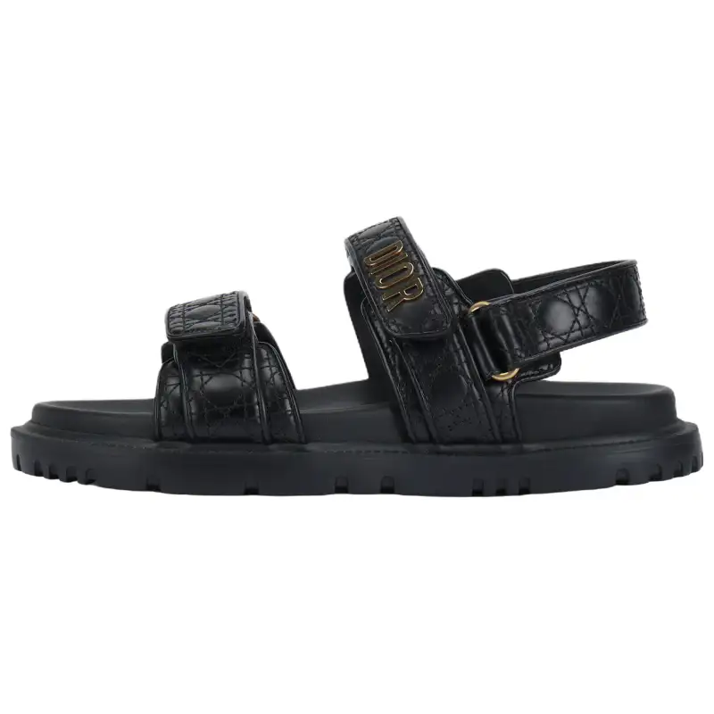 DIOR DiorAct Cow Leather Beach Sandals Women's Black