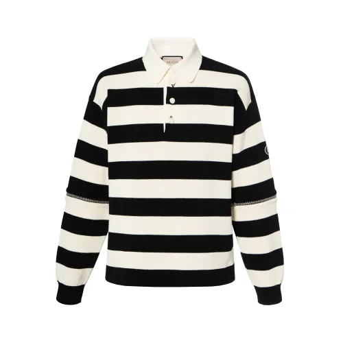 GUCCI Logo Patch Striped Polo Shirt
