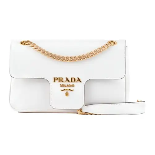 PRADA Saffiano Leather Shoulder Bag, Crossbody Bag Women's White