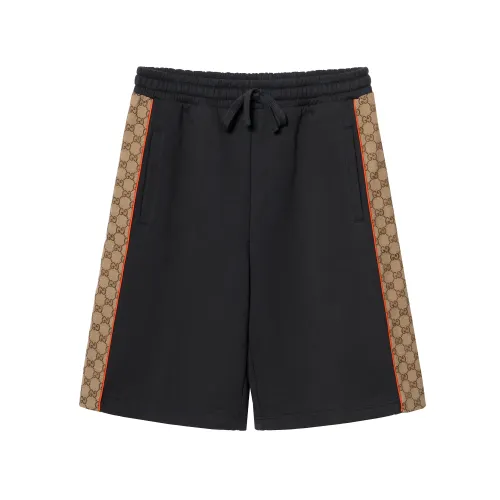 GUCCI Cotton Jersey Shorts With Gg Inserts Casual Shorts Men's Dark Gray