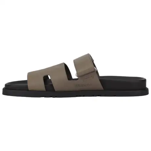 HERMES Chypre Slide Slippers 1.2cm Men's Gray Brown