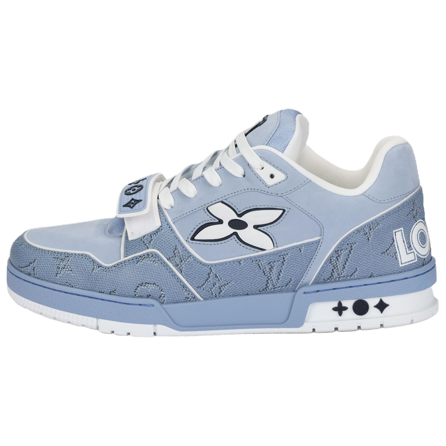 LOUIS VUITTON Trainer Cow Leather Low top Skateboard Shoes Unisex Blue