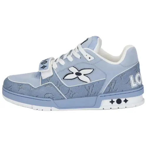 LOUIS VUITTON Trainer Cow Leather Low top Skateboard Shoes Unisex Blue
