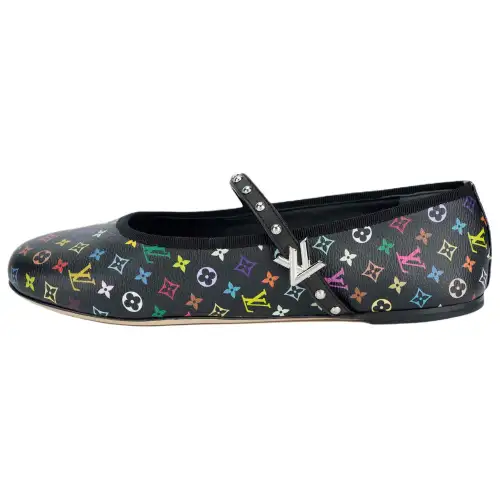 LOUIS VUITTON x Takashi Murakami Collaboration Romy Flat Mary Jane Shoes Women's Black