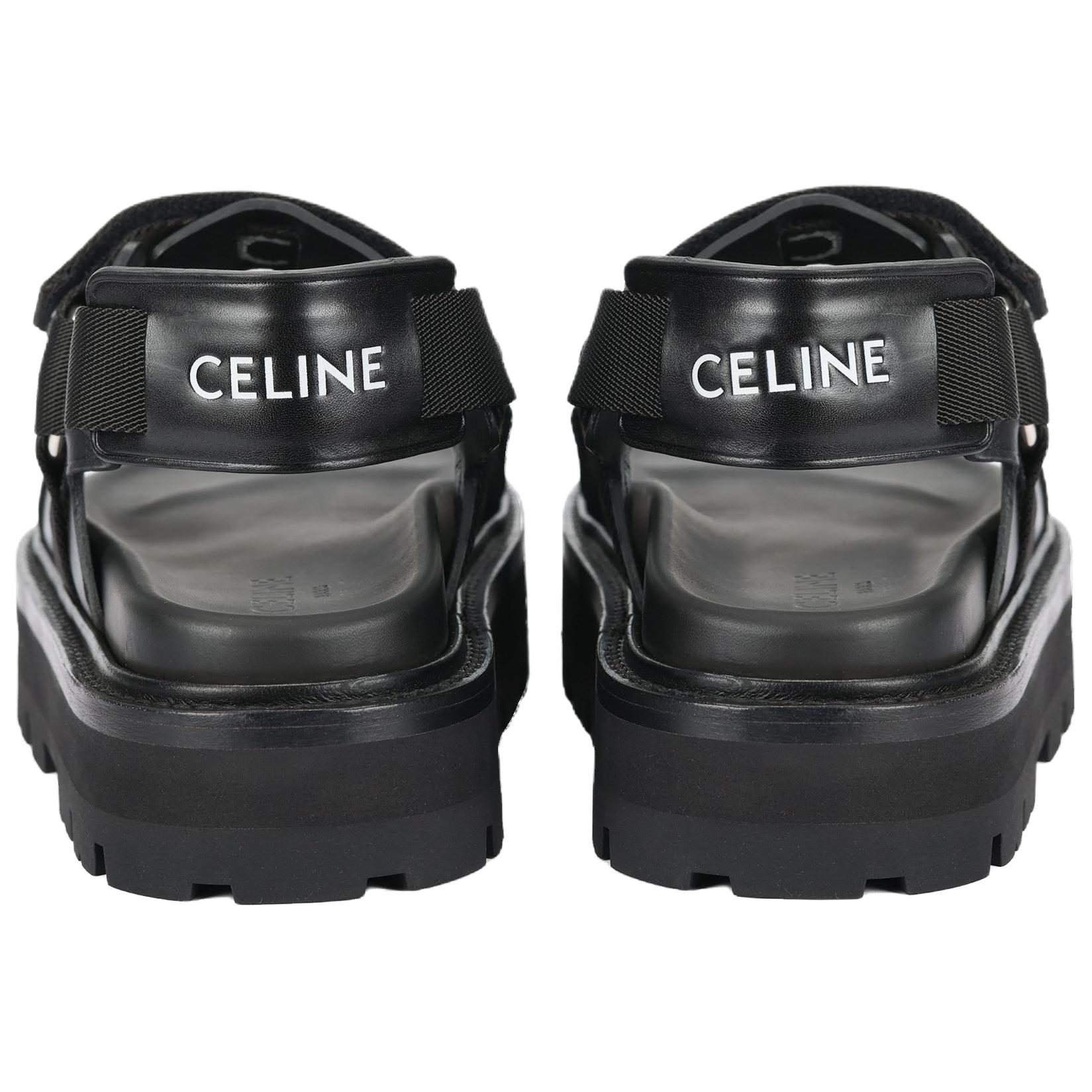 CELINE Leather One Strap Sandals Women's Black