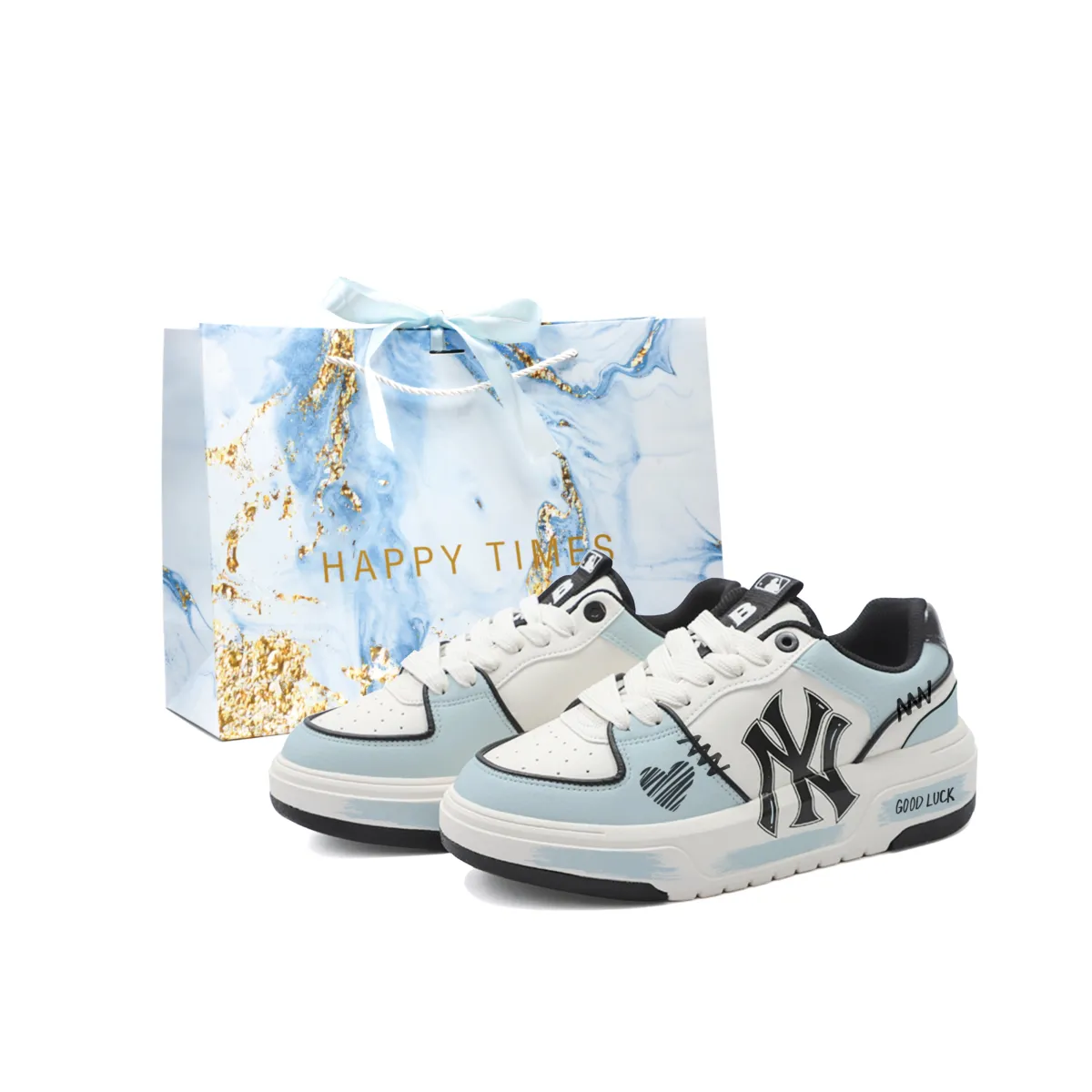 MLB Chunky Liner Slip Resistant Abrasion Resistant Low top Skateboard Shoes Unisex White Blue