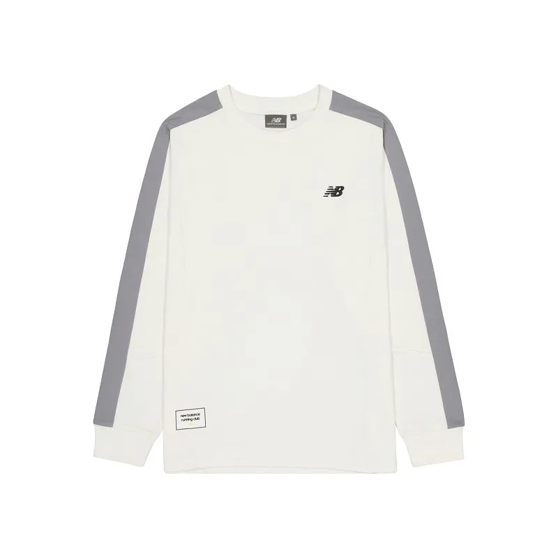 New Balance T-Shirts Men's Ecru Crew Neck Moderate Straight Fit