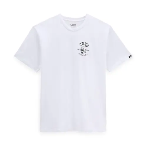 Vans Shaken Skull T Shirts Unisex White Crew Neck Moderate Straight Fit