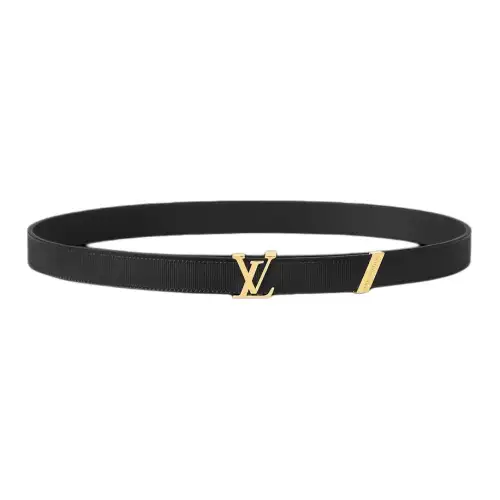 LOUIS VUITTON Buckle Leather Metal Belts Women's Black Width 2cm