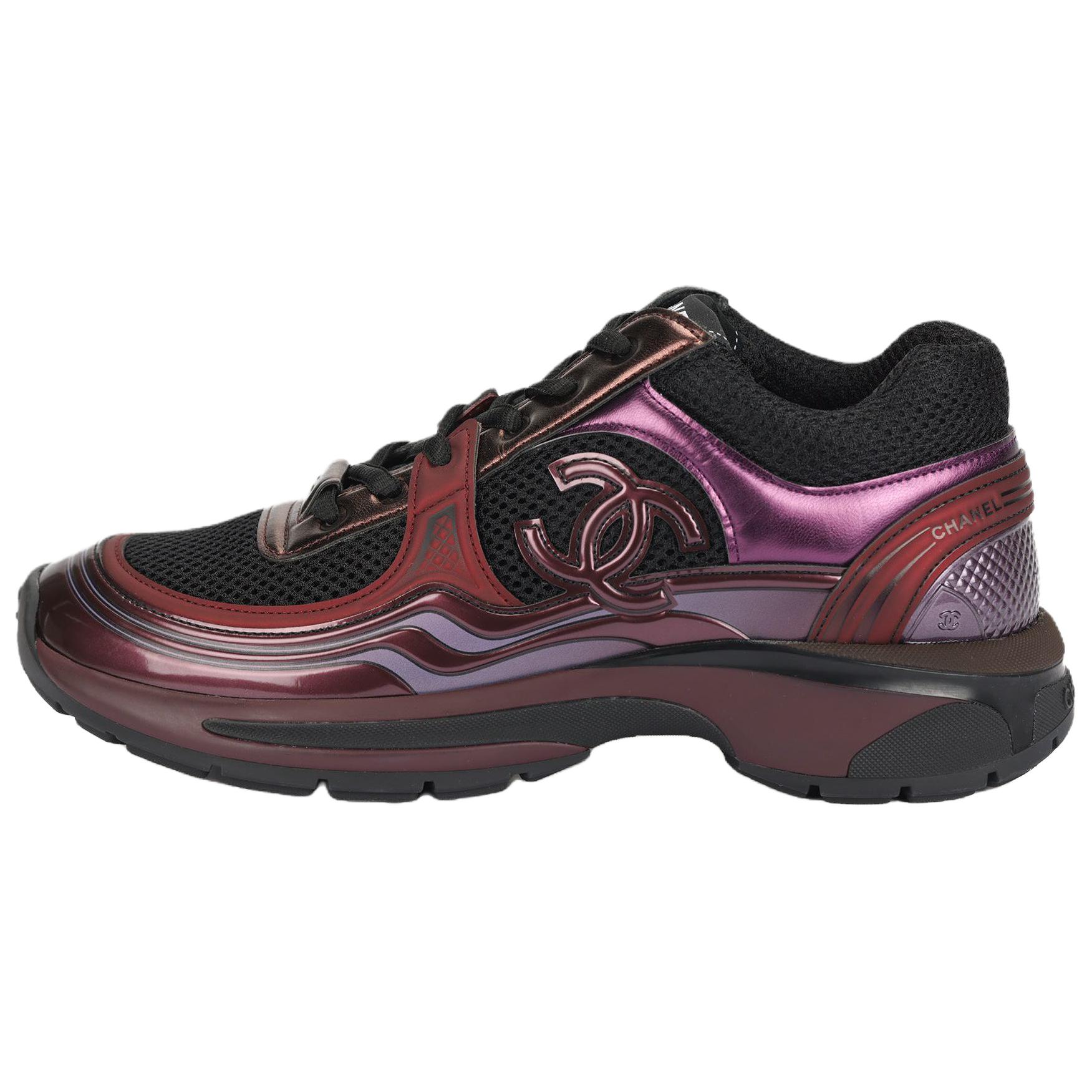 CHANEL 23A Leather Low top Casual Shoes Women's Dark Red