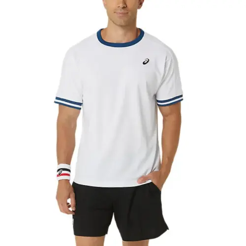ASICS T Shirts Men's White Crew Neck Moderate