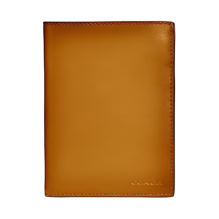 COACH Coach Passport Case 11 Refined Handheld Passport Case Calfskin Wallet Unisex Couple Style Amber Brown