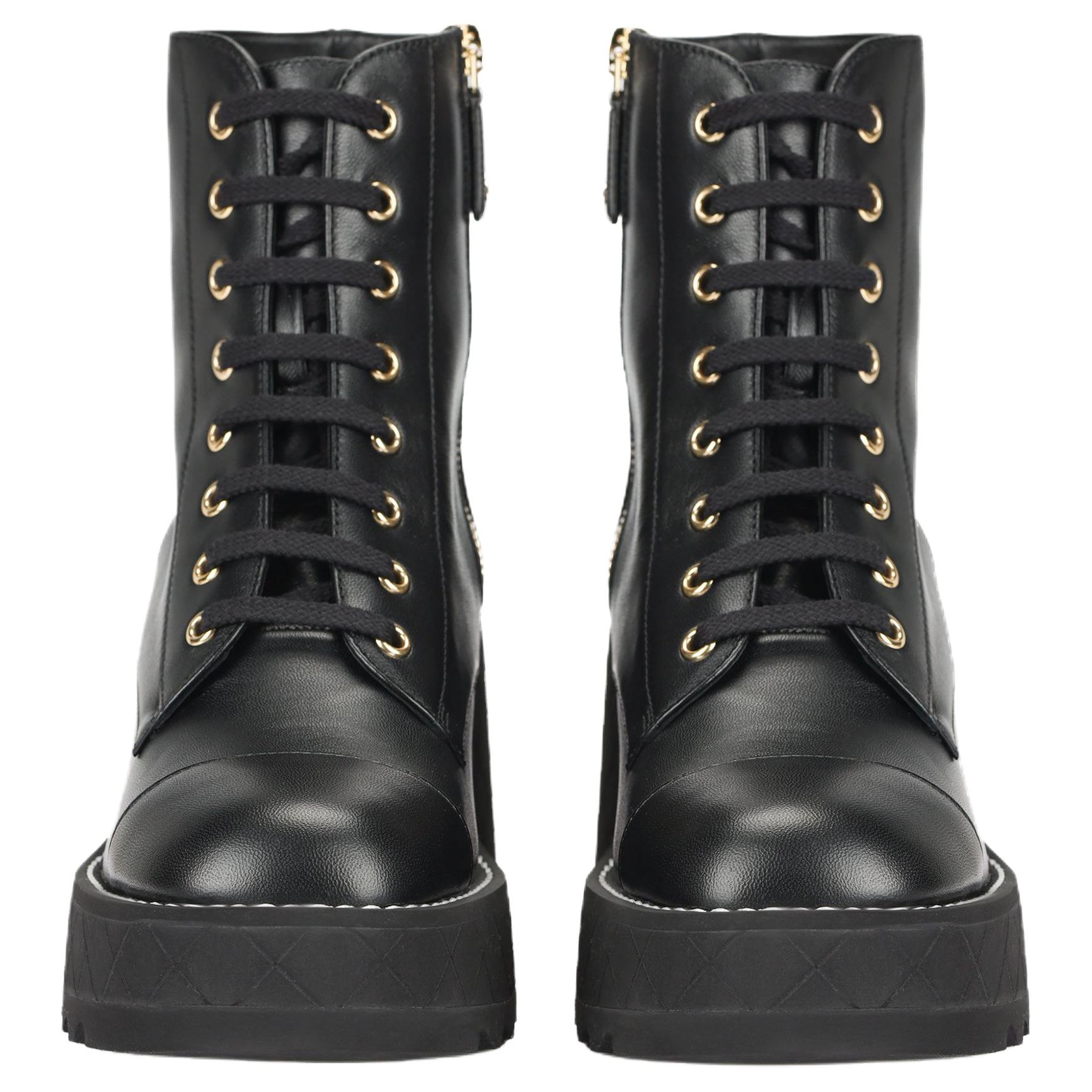 CHANEL Leather Fashion Trend Ankle Boots Women's Black