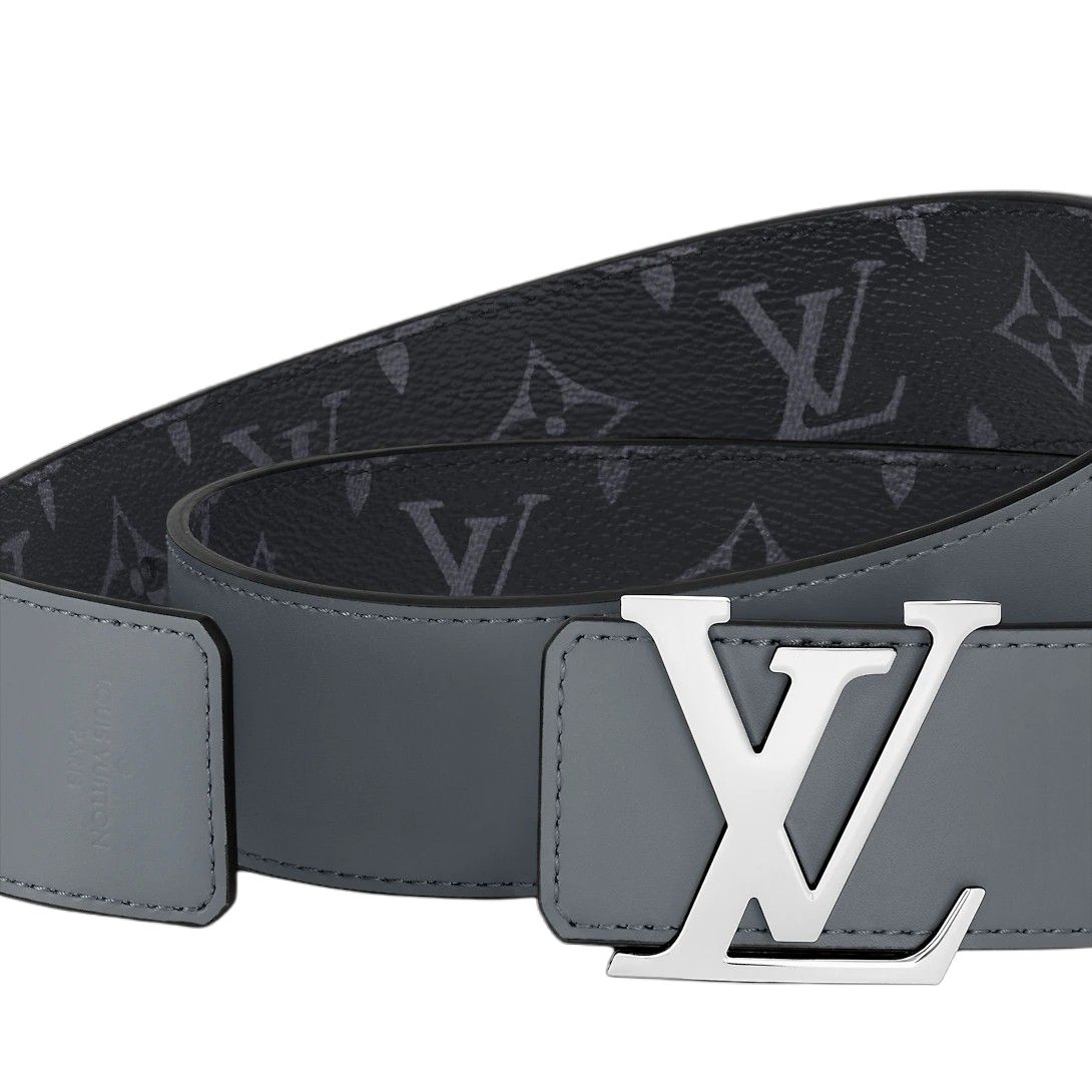 Мужской ремень Louis Vuitton LOUIS VUITTON Initiales / 4cm (черно-серый) — фото 5