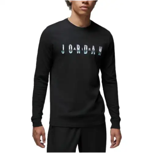 Jordan T Shirts Men's Black Crew Neck Moderate Straight Fit