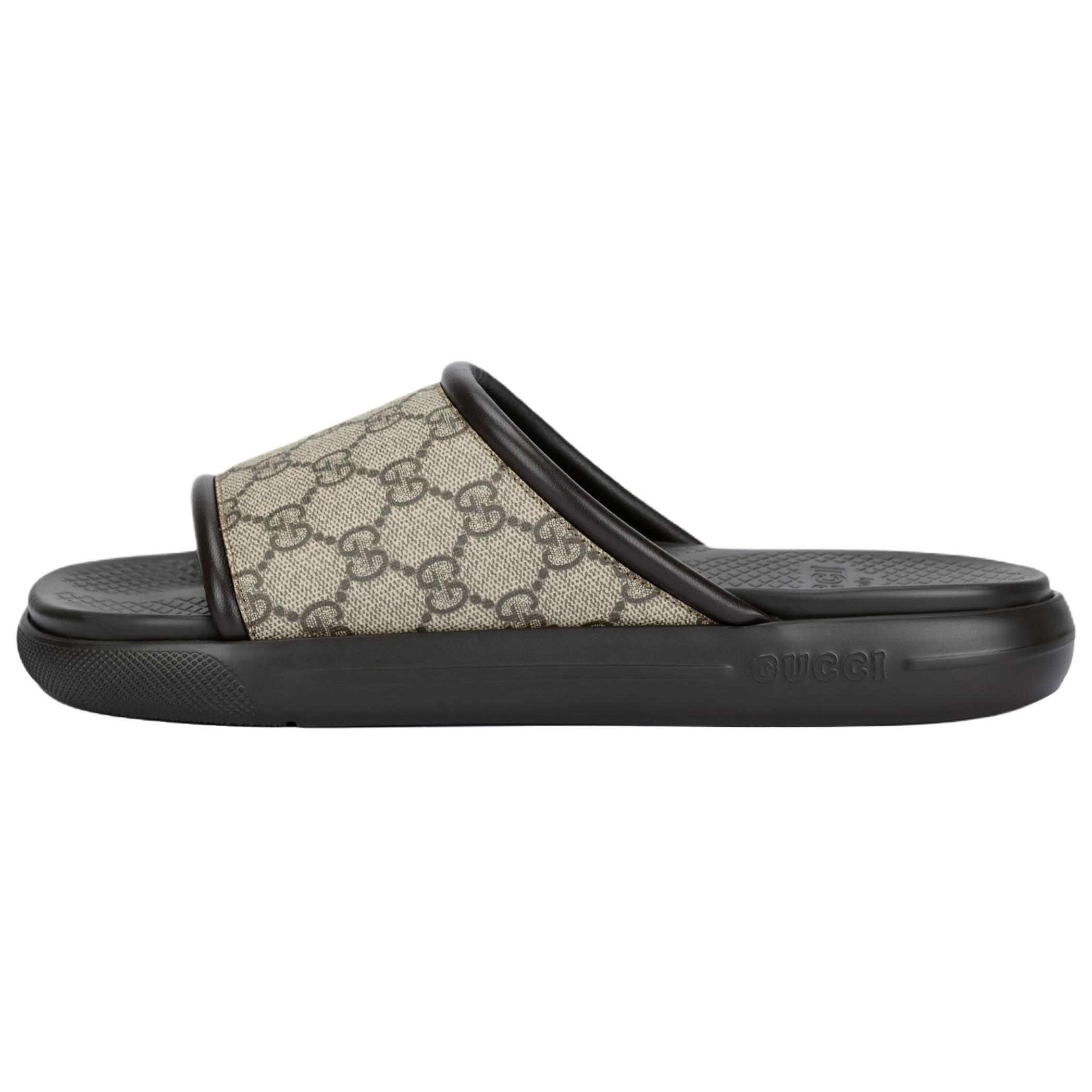 Мужские шлепанцы Gucci Pursuit Supreme (бежевые)