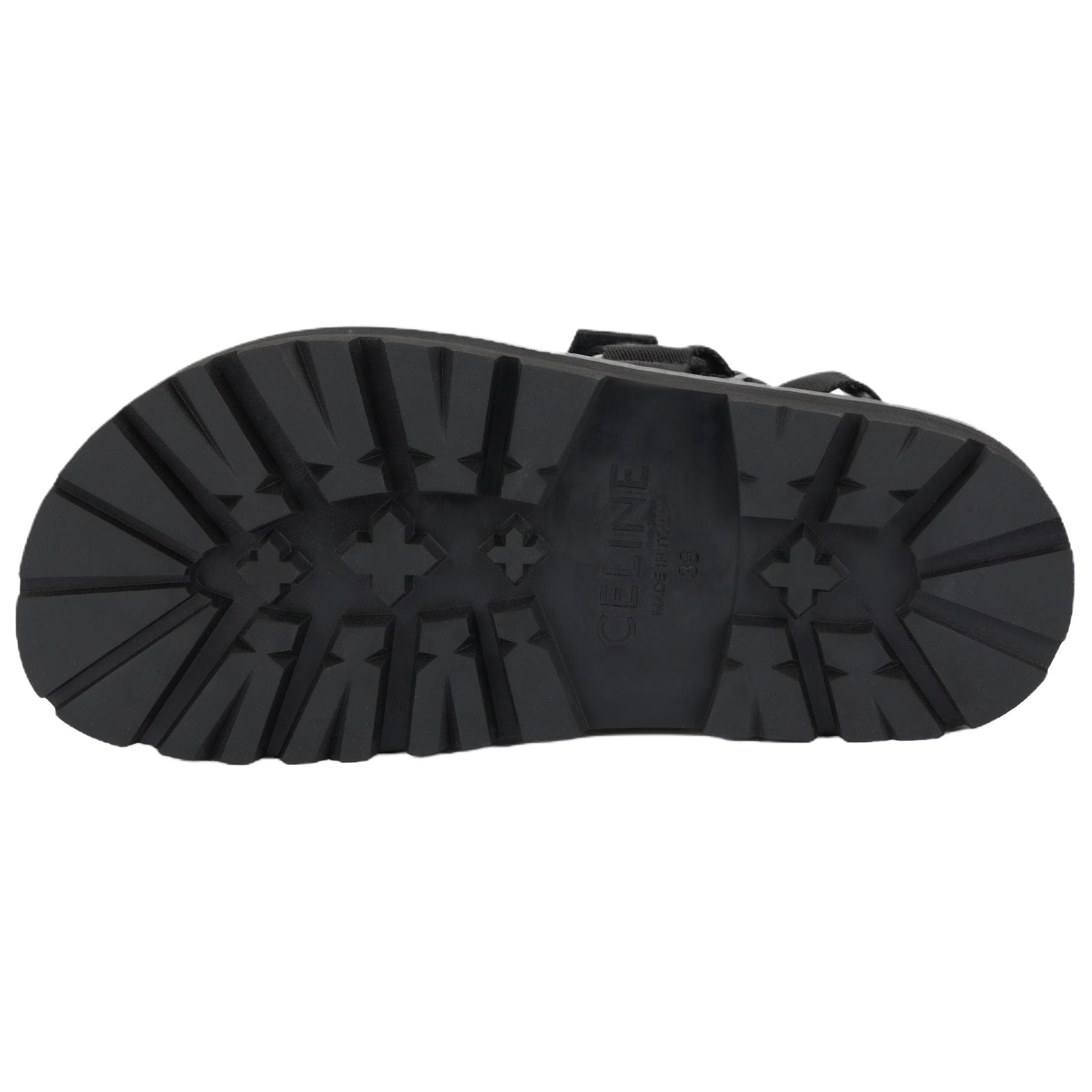CELINE Leather One Strap Sandals Women's Black