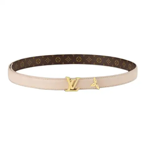 LOUIS VUITTON Leather Belts Women's Brown/White Width 2cm