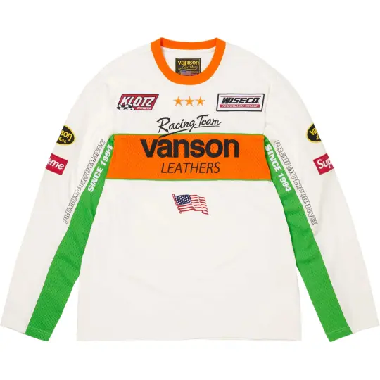 Совместная модель Supreme × Vanson Leathers SS26 WEEK1 L/S Верхняя вязаная толстовка с длинными рукавами и вышитым логотипом в стиле пэчворк, одинаковый стиль для мужчин и женщин