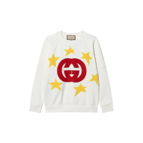 GUCCI Sweatshirts Unisex Ecru Crew Neck Moderate Regular