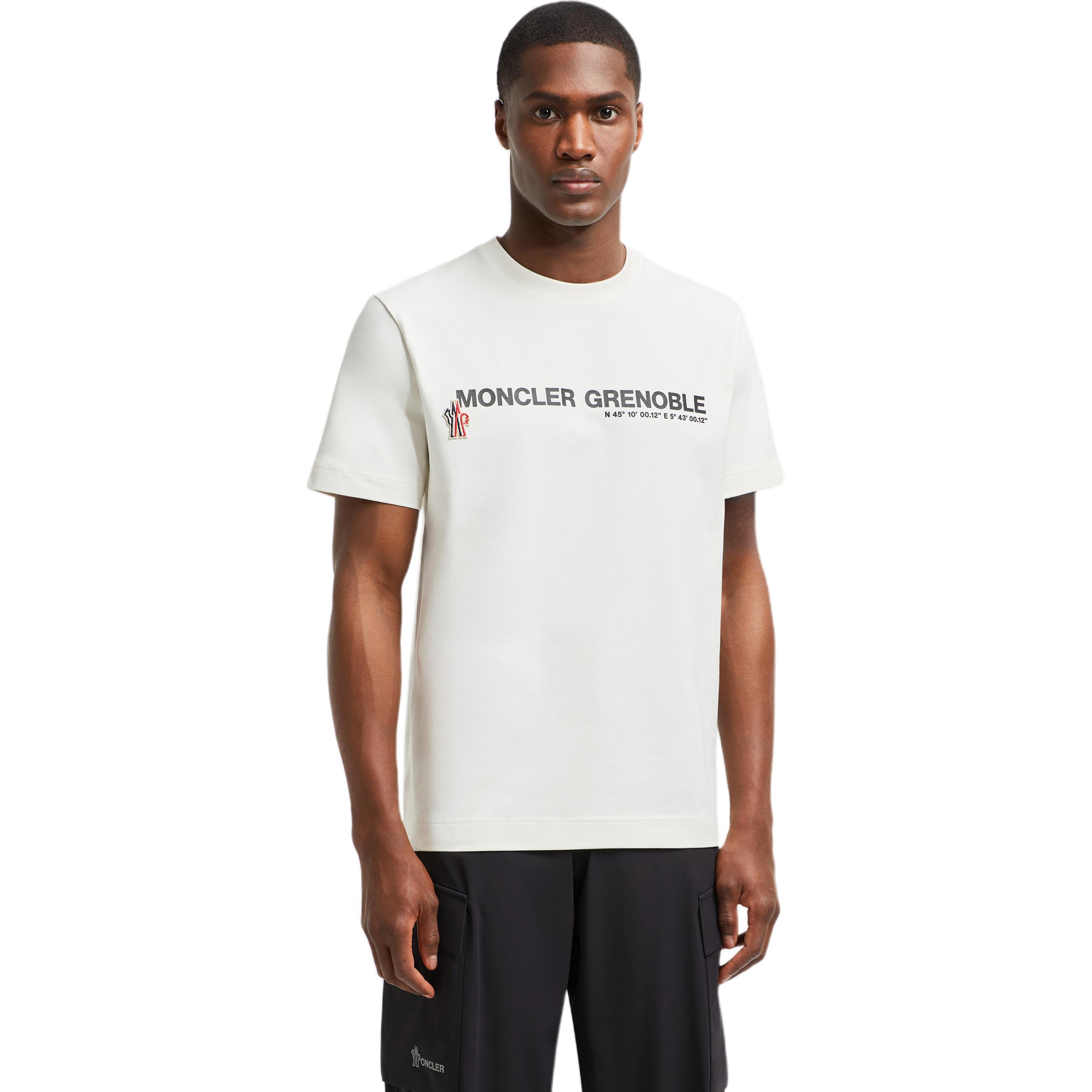 Мужская футболка Moncler Grenoble (слоновая кость) — фото 2