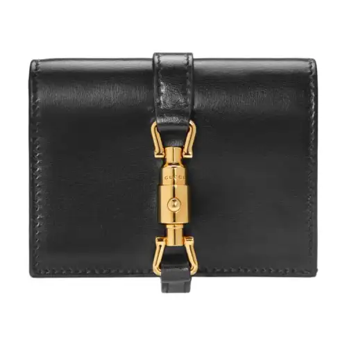 GUCCI Jackie 1961 Leather Clutch Card Holder, Wallet Small Women's Black