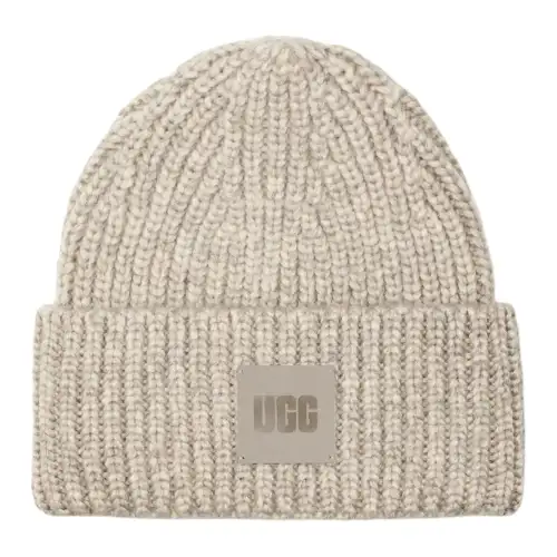UGG Logo Patch Chunky Ribbed Beanie