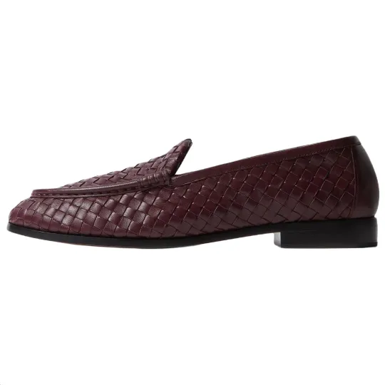 Bottega Veneta Silenzio Sheepskin Casual Leather Shoes Men's Dark Red Wood Color