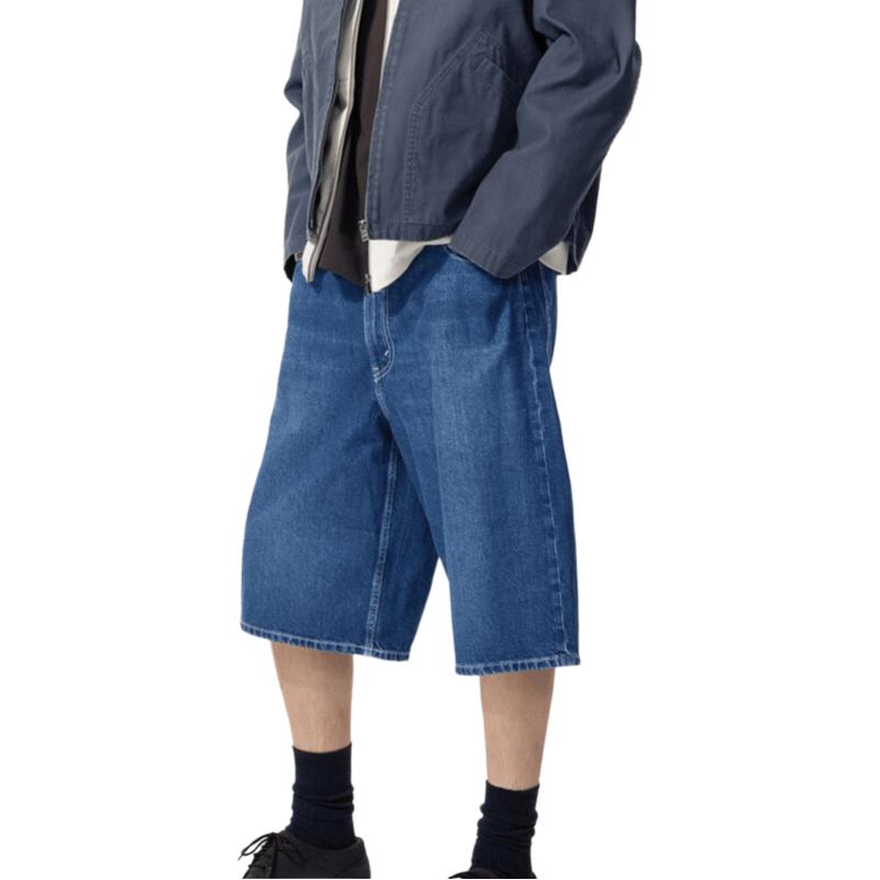 UNIQLO Uniqlo, colored denim skirt for leisure, shorts, oversize, mid rise