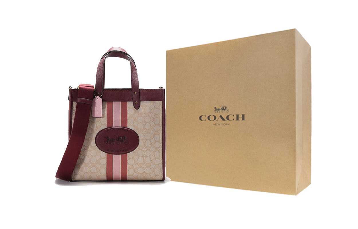 Женская сумка COACH Field 40 (бежево-красная) — фото 8