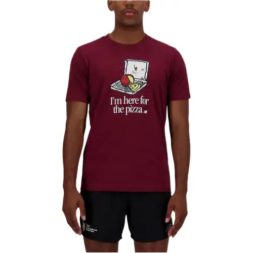 New Balance NYC Marathon T Shirts Men's Red Crew Neck Moderate Straight Fit