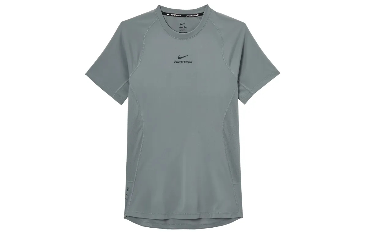 Nike Pro T-Shirts Men's Gray Crew Neck Moderate