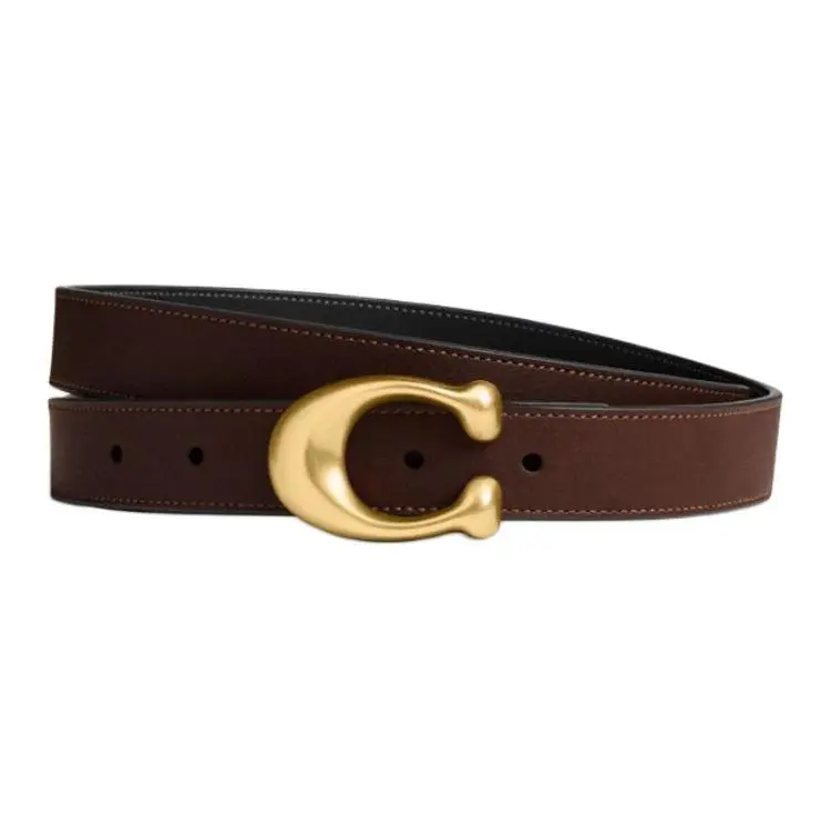 COACH Cow Leather Belts Women's Brown/Black Width 2.5cm