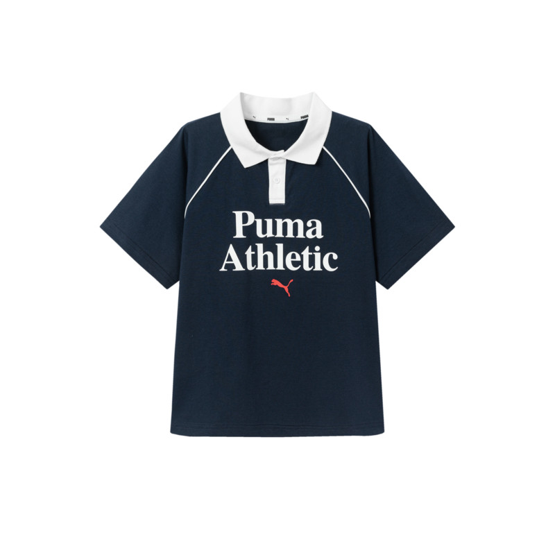 Футболка PUMA Young Polo (бело-синяя)