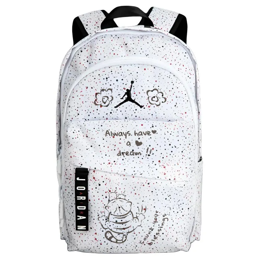 Jordan Polyester Patterned Print Backpack Unisex White