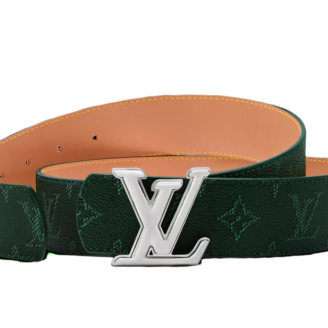 Мужской ремень Louis Vuitton Dimension (темно-зелено-коричневый) — фото 2
