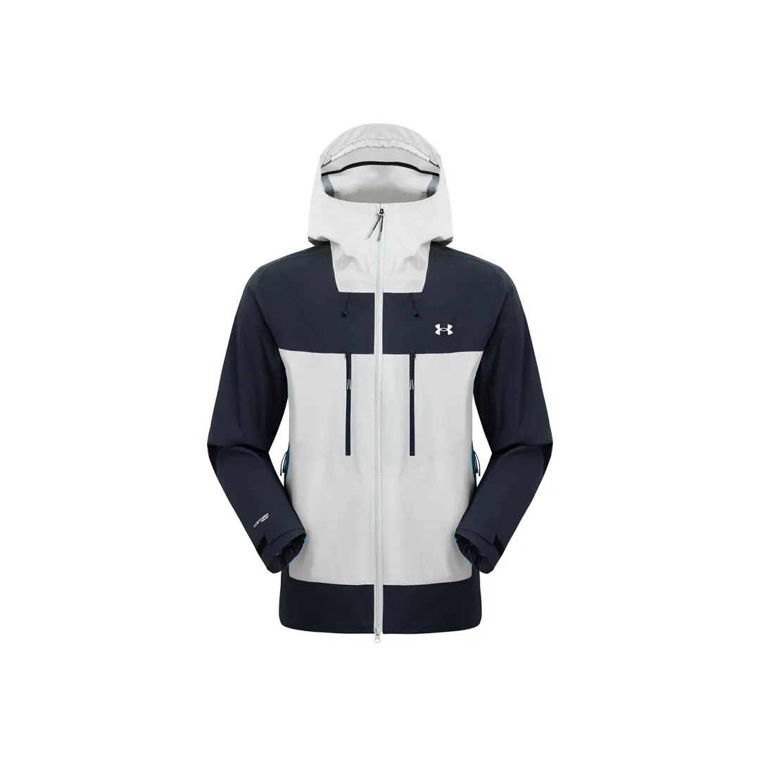 Under Armour Windbreaker Jackets Men's White & Moonlight Blue Hooded Moderate