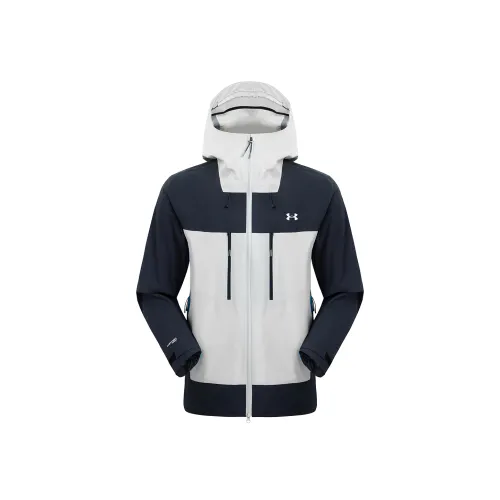 Under Armour Windbreaker Jackets Men's White & Moonlight Blue Hooded Moderate