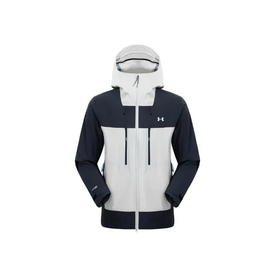 Under Armour Windbreaker Jackets Men's White & Moonlight Blue Hooded Moderate